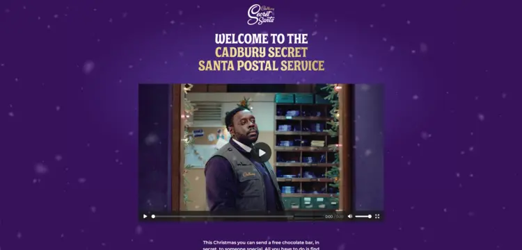 Screenshot of the Secret Santa page of the Cadbury website Screenshot of the Secret Santa page of the Cadbury website