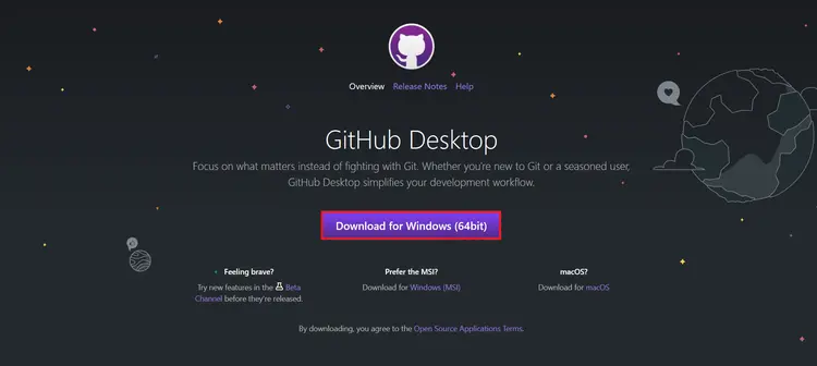 Install GitHub Desktop via the download page Install GitHub Desktop via the download page