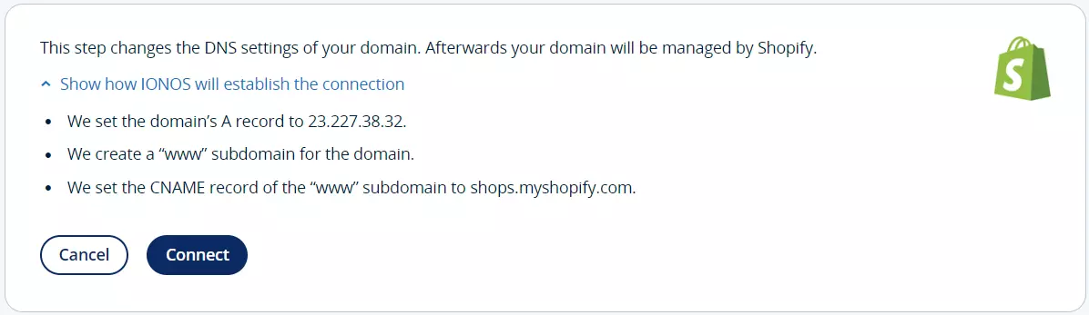 IONOS: Connect Shopify and your domain IONOS: Connect Shopify and your domain