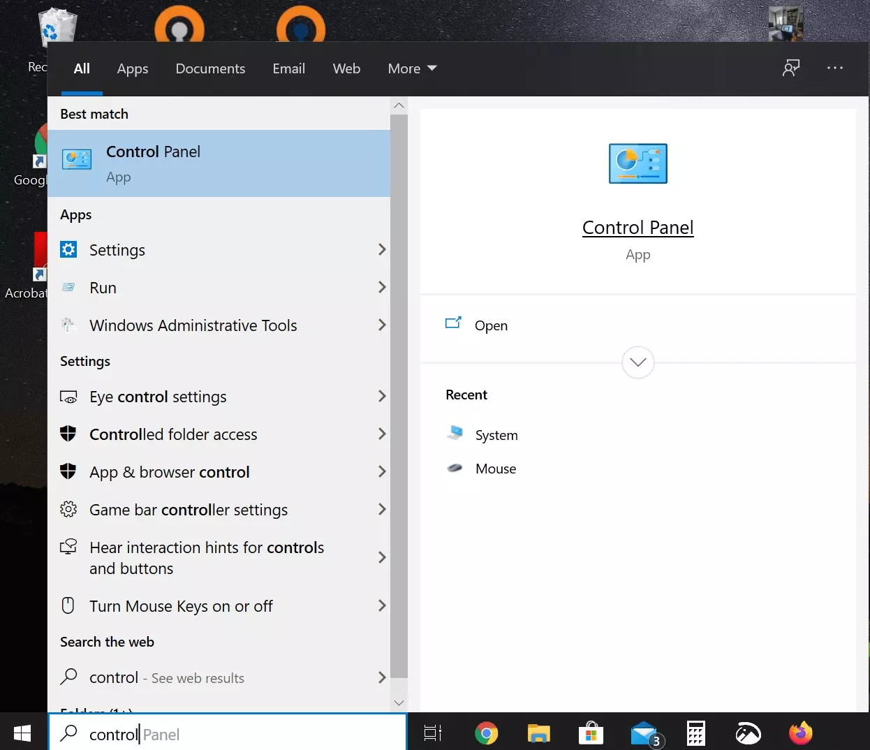 Image: Search function in the Windows 10 taskbar