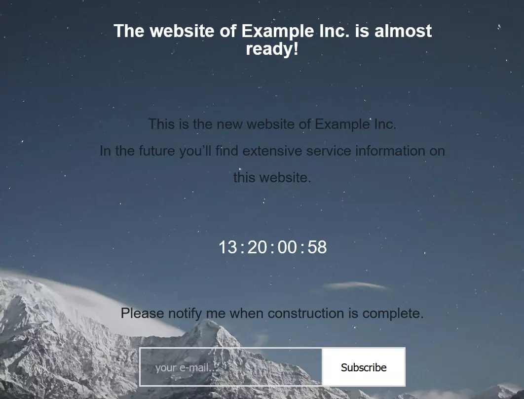 Image: Website coming soon page with countdown
