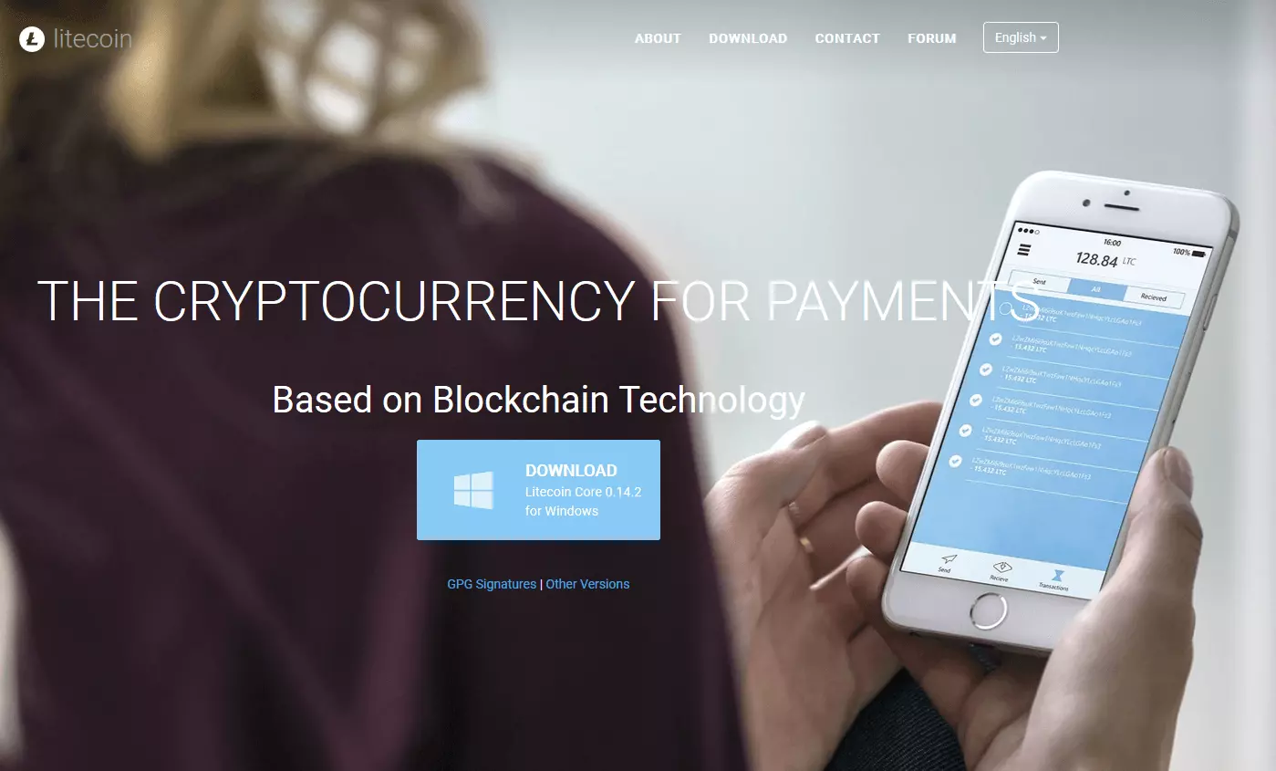 Screenshot of the Litecoin website