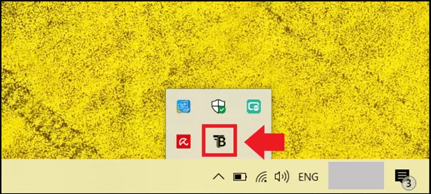 Image: “Show hidden icons” shows the TranslucentTB app in the taskbar