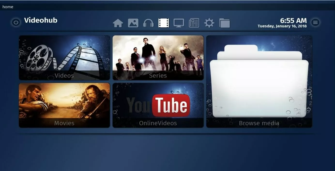Image: The user interface of MediaPortal