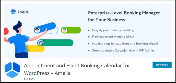 The Amelia WordPress website for the plugin The Amelia WordPress website for the plugin
