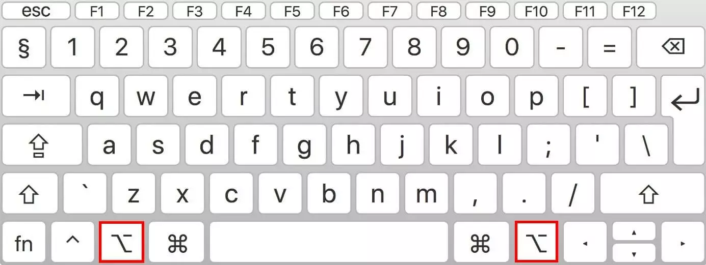 Image: The Alt key on the Mac keyboard