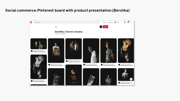 Bershka example of social commerce on Pinterest Bershka example of social commerce on Pinterest