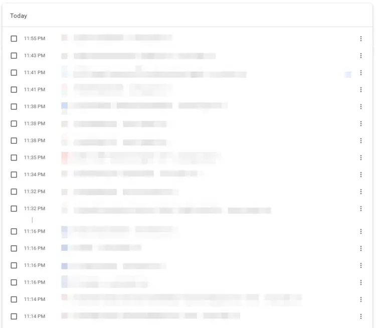 Screenshot of Google search history in browser Screenshot of Google search history in browser