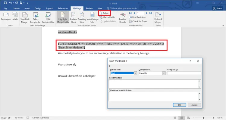 Rules for better formatting of mail merge documents Rules for better formatting of mail merge documents