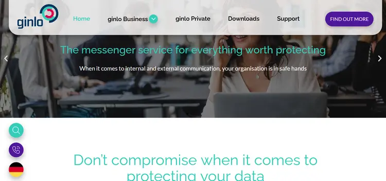 Screenshot of the Ginlo website Screenshot of the Ginlo website