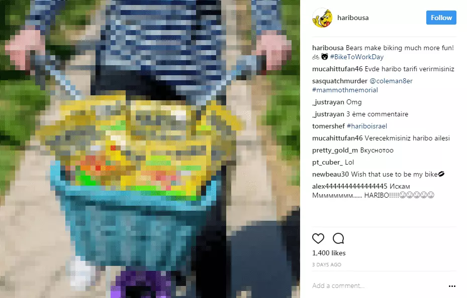 Image: Web view of post by the confectionary manufacturer, Haribo