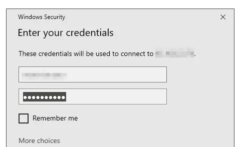 Log-in window for Windows Remote Connection Log-in window for Windows Remote Connection