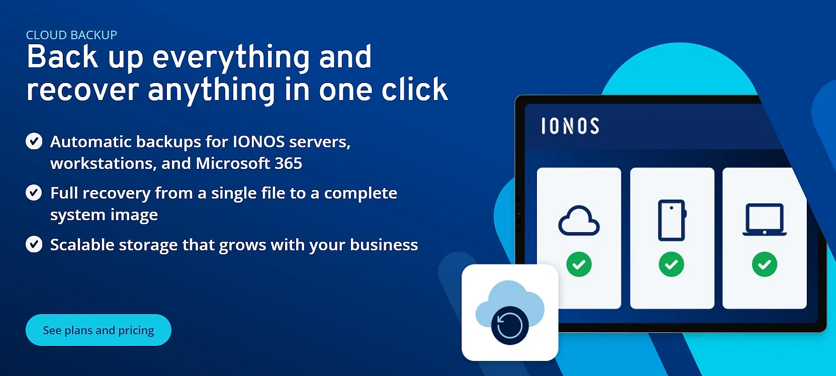 Screenshot of Cloud Backup from IONOS Image: Screenshot of Cloud Backup from IONOS