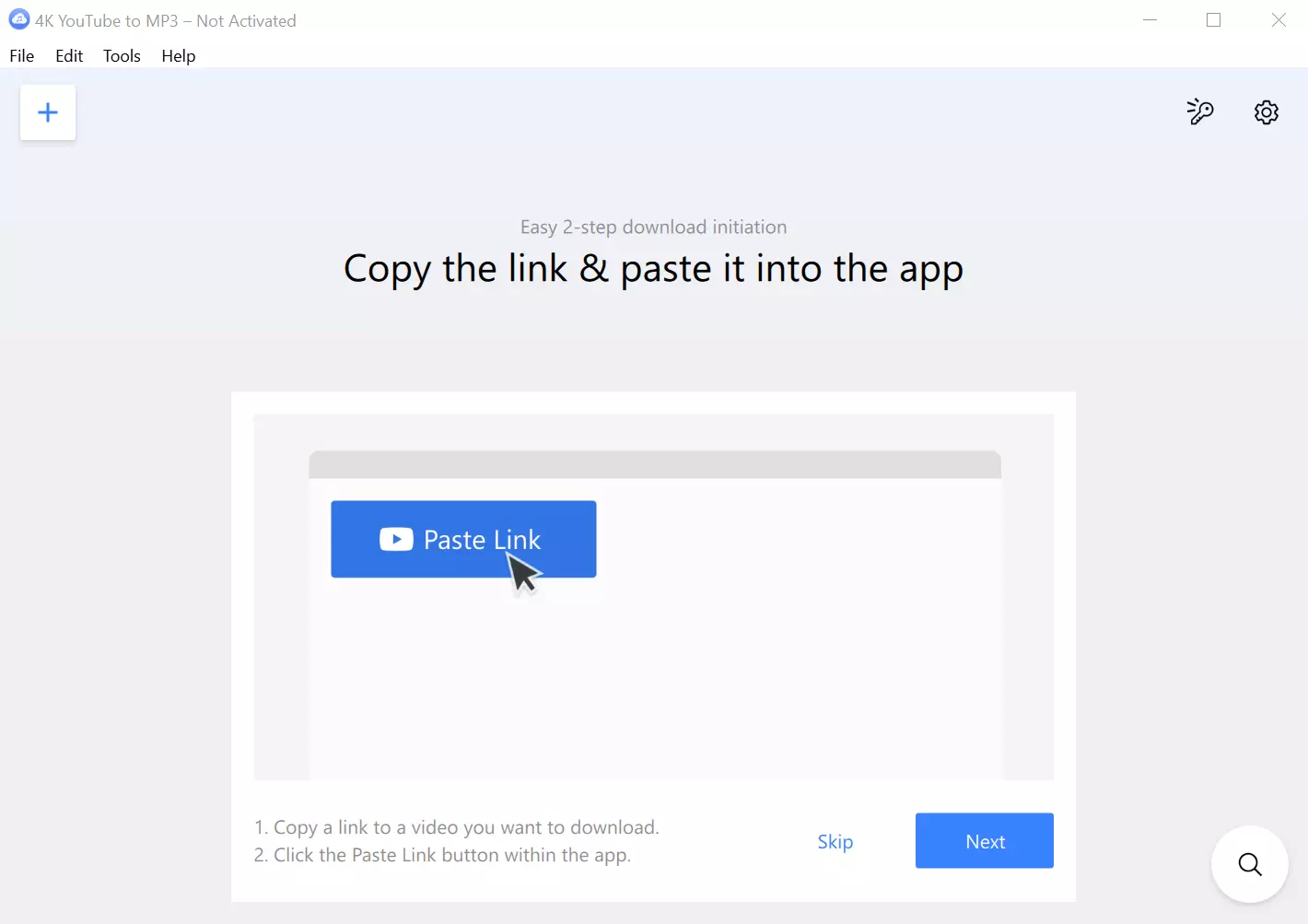 Image: User interface of 4K YouTube to MP3