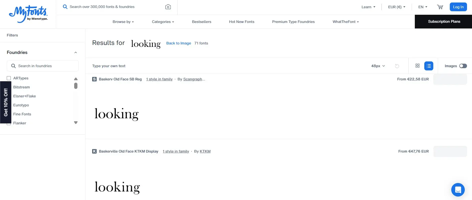 Image: WhatTheFont results