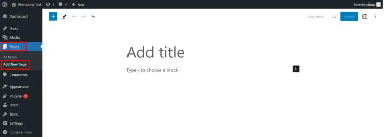 Tab to create new pages with WordPress Tab to create new pages with WordPress