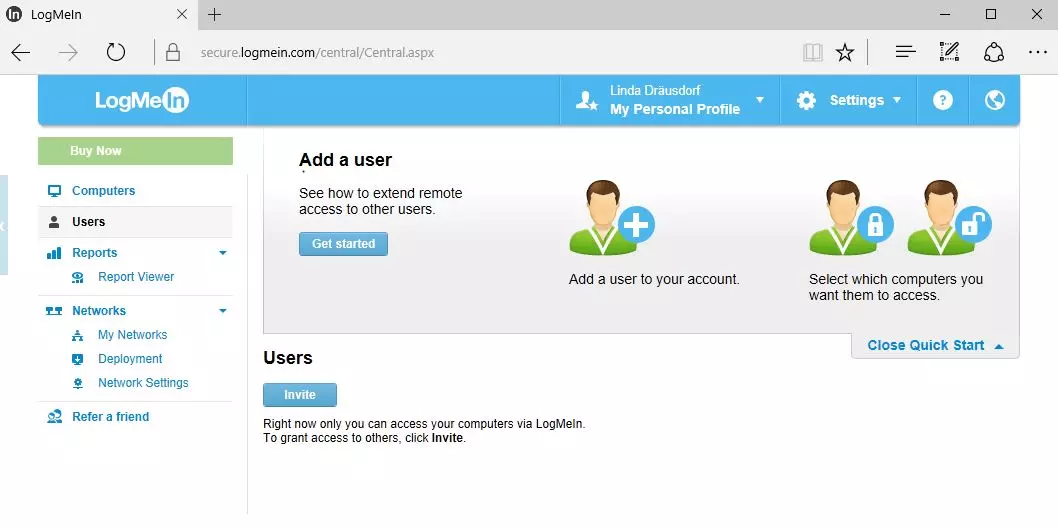 Image: LogMeIn Pro: web interface