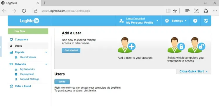 LogMeIn Pro: web interface LogMeIn Pro: web interface