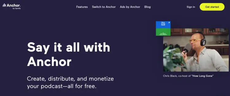 Screenshot of the Anchor website Screenshot of the Anchor website