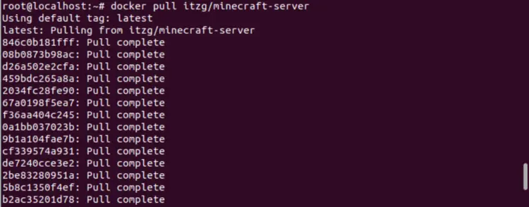 Pulling the Minecraft Docker container via Ubuntu terminal Pulling the Minecraft Docker container via Ubuntu terminal