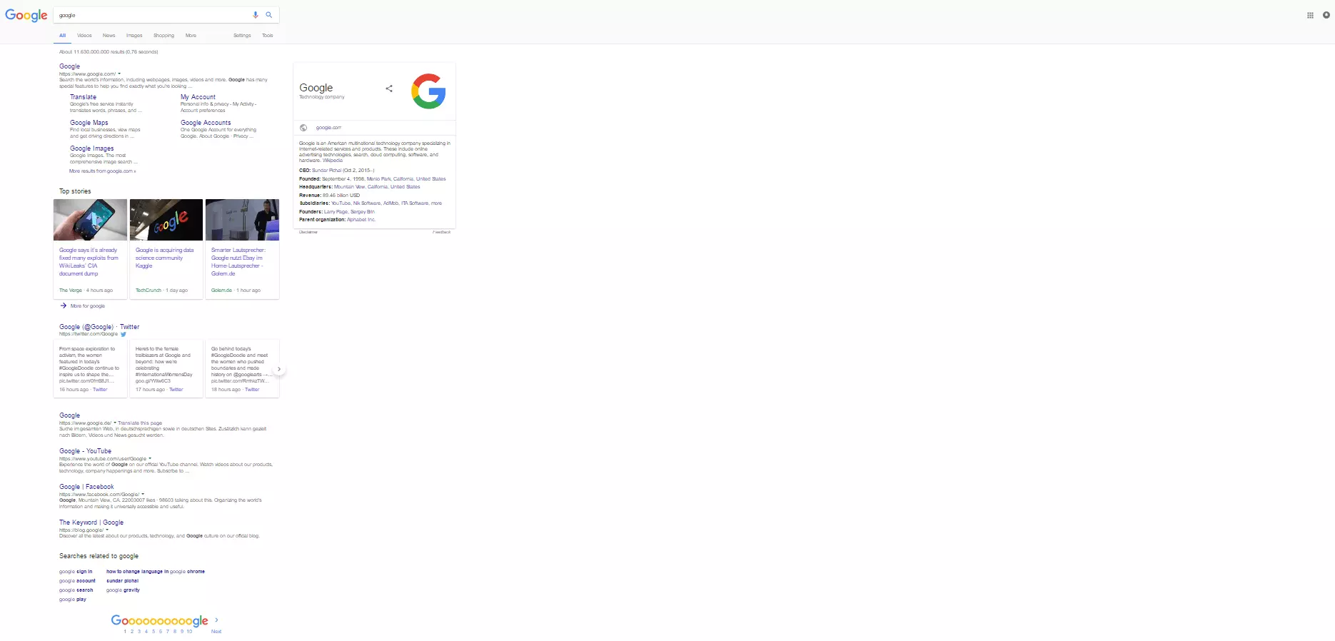 Image: Google search from 2016