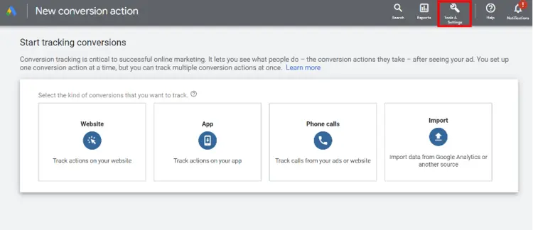 Different options for conversion tracking in Google Ads Different options for conversion tracking in Google Ads