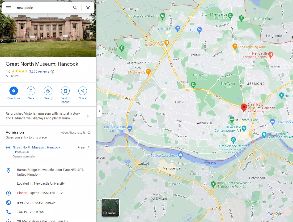 Screenshot of detailed view of a location in Google Maps Screenshot of detailed view of a location in Google Maps