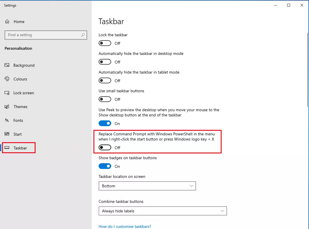 Image: Command Prompt in the System Settings app