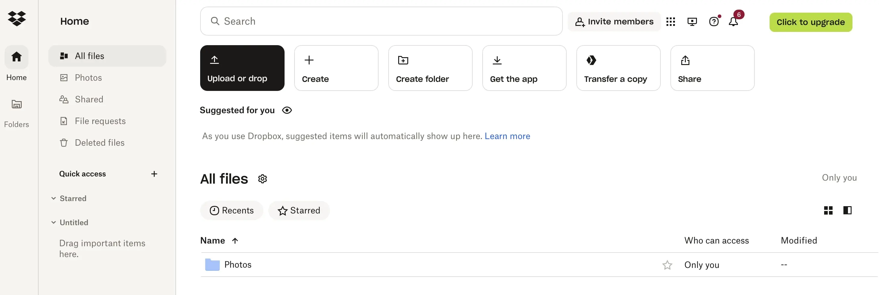 Image: Dropbox web interface