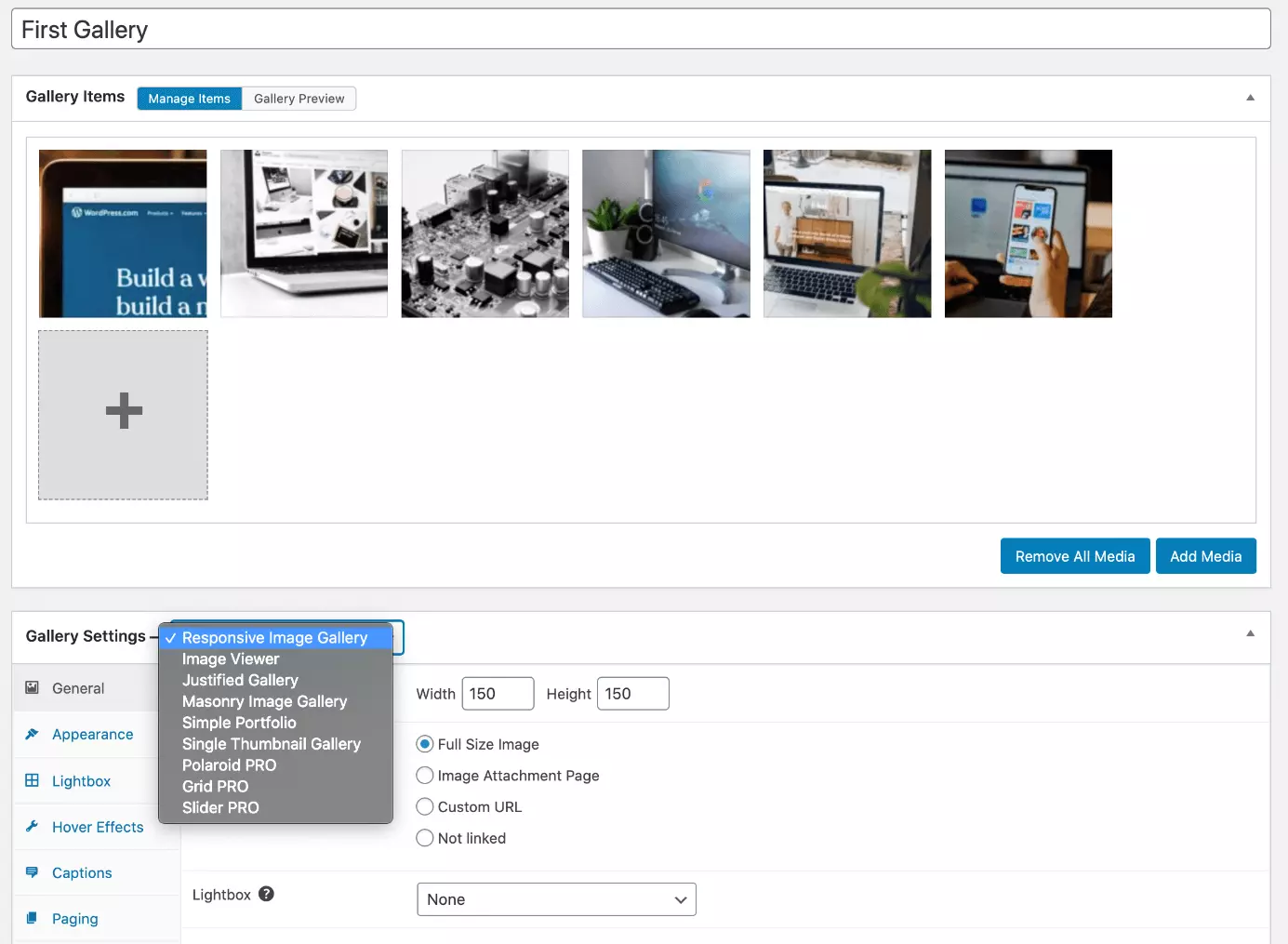 Image: Different gallery styles in FooGallery