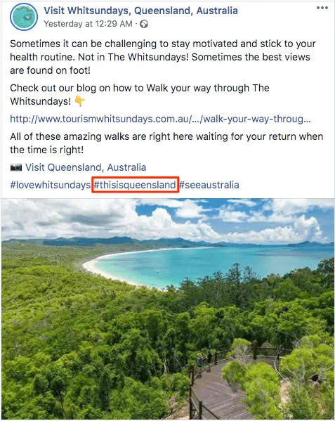 Hashtag marketing: Facebook account “Visit Whitsundays” Hashtag marketing: Facebook account “Visit Whitsundays”