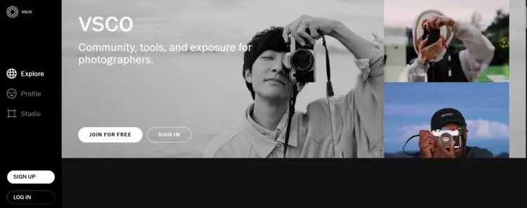 Screenshot of VSCO homepage Screenshot of VSCO homepage