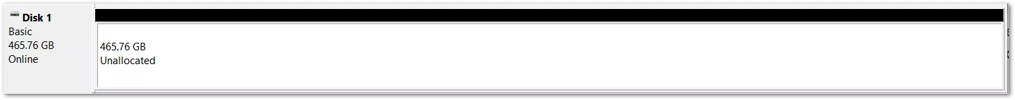 Image: An unformatted hard drive without a partition
