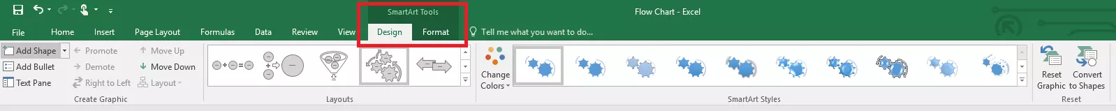 Design settings for SmartArt in Excel