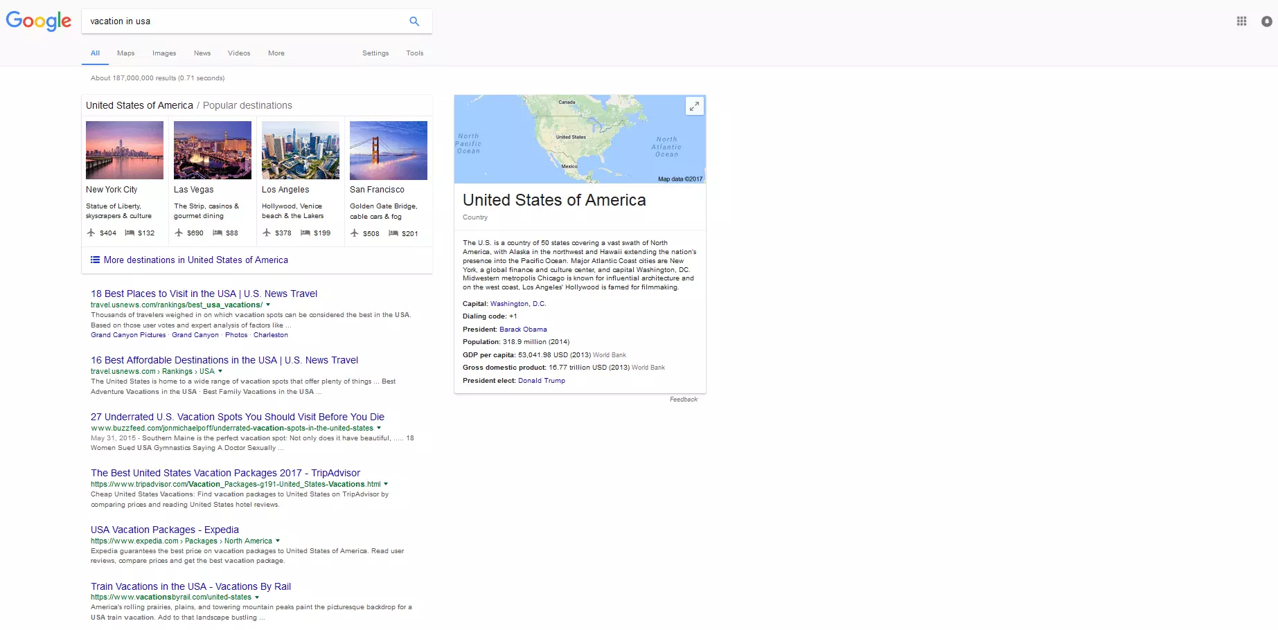 Image: Condensed Carousel display for ‘vacation in usa’