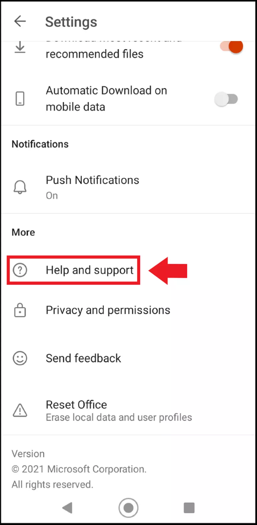 Image: Go to the Settings menu and open “Help and support” in your browser app