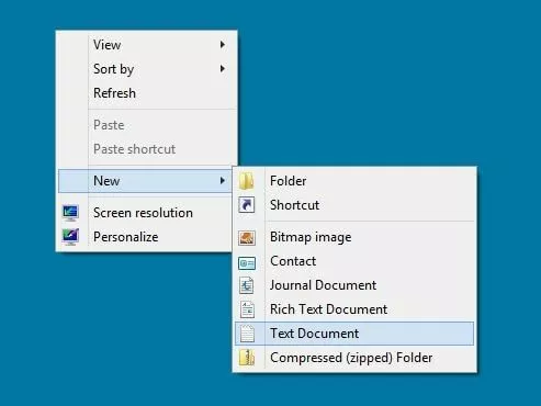 Image: Windows 8: desktop menu