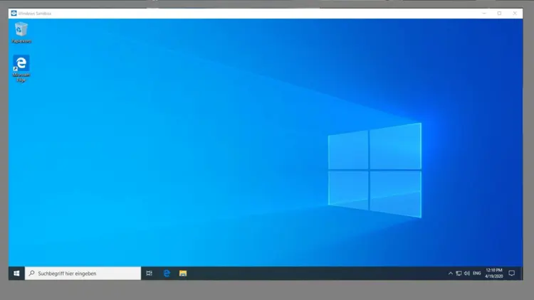 Windows Sandbox: Start screen Windows Sandbox: Start screen