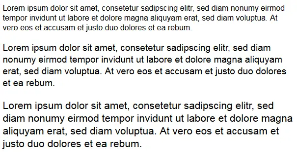 Font sizes in comparison Font sizes in comparison