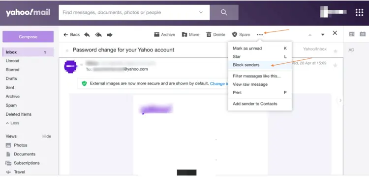 Yahoo options for blocked mail Yahoo options for blocked mail