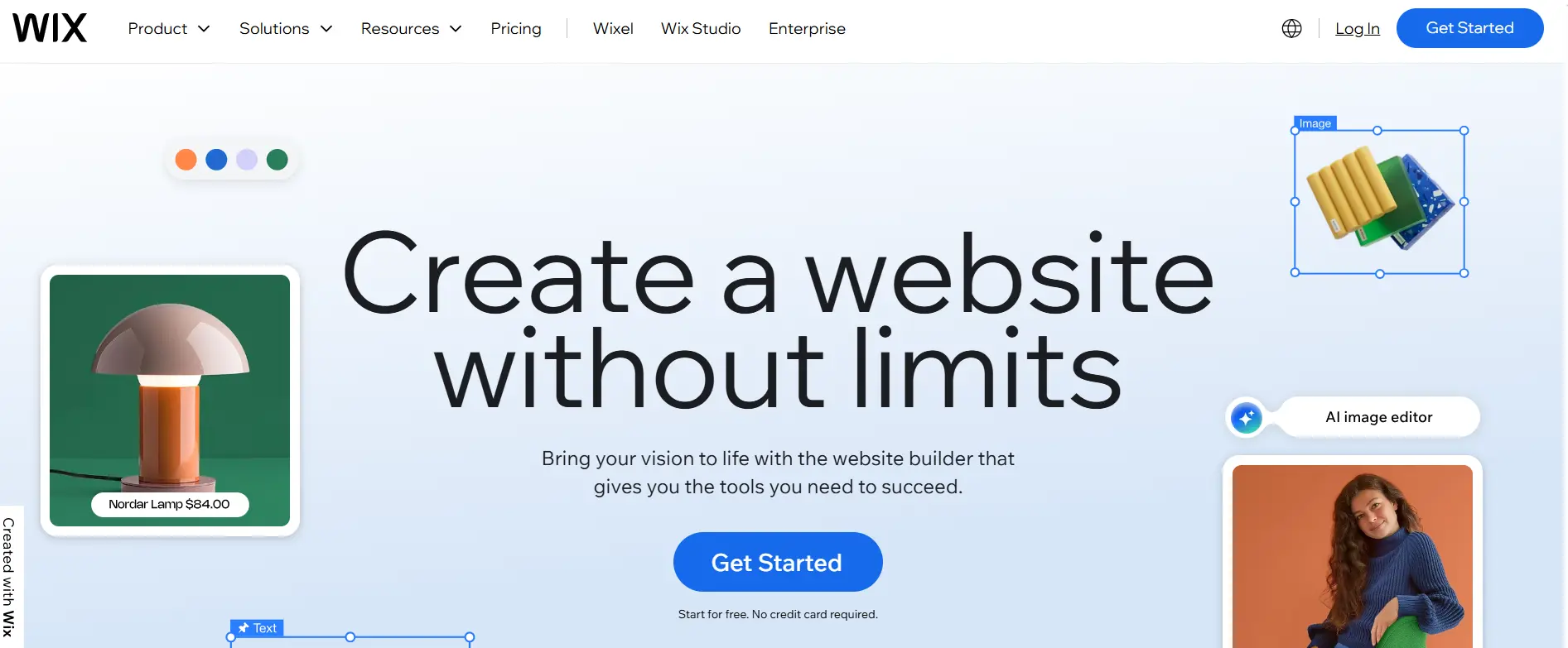 Wix website builder landing page Image: Wix website builder landing page