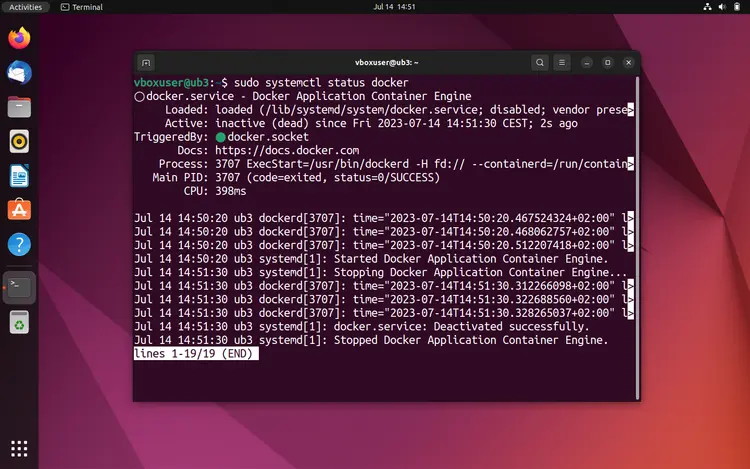 The status query via systemctl* shows: The Docker engine is inactive (dead) The status query via systemctl* shows: The Docker engine is inactive (dead)