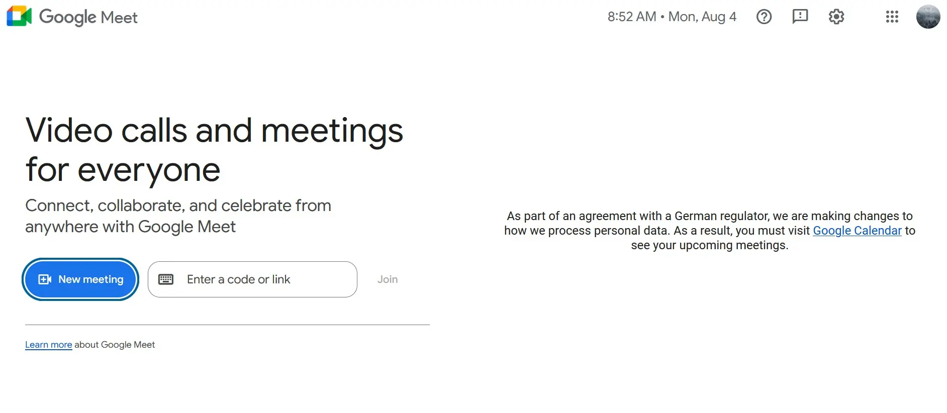 Image: Google Meet Website
