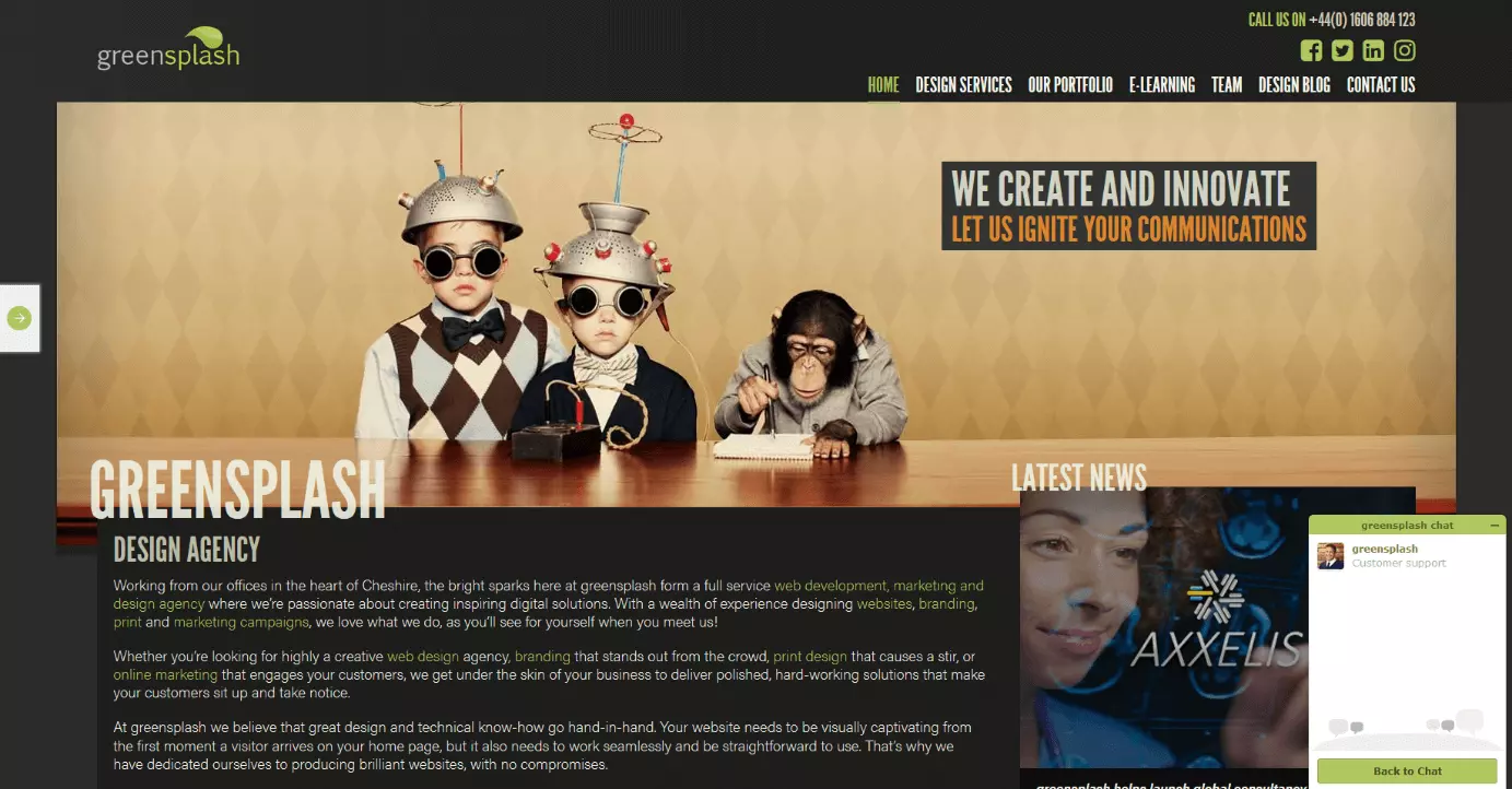 Image: Screenshot of the parallax website, greensplashdesign.com