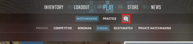 Counter Strike 2: “Play” menu Counter Strike 2: “Play” menu