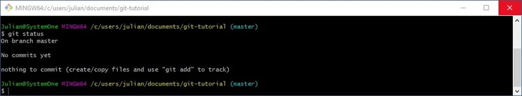 Git-Bash: Checking the status of the Git repository Git-Bash: Checking the status of the Git repository