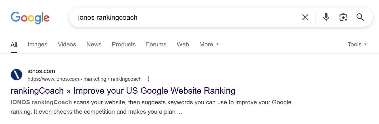 Image: Example URL from IONOS.com