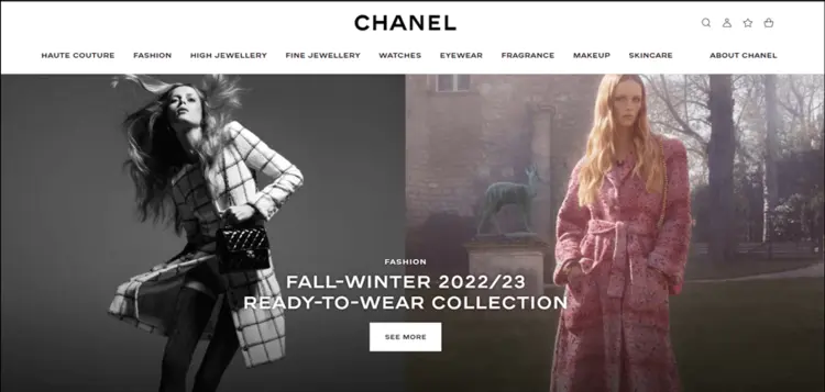 The Chanel homepage The Chanel homepage