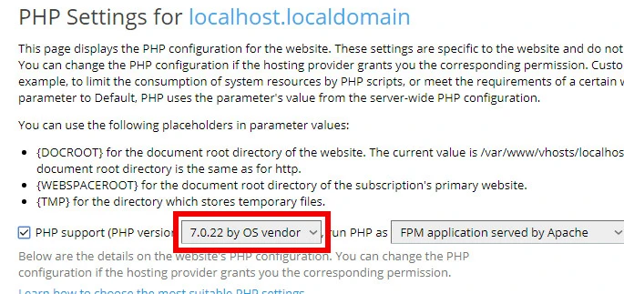 Plesk - PHP Settings Dropdown Plesk - PHP Settings Dropdown