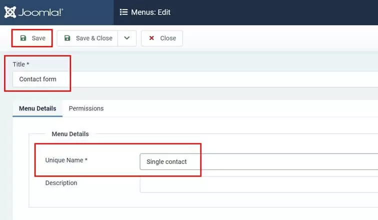 Image: Create new menu in Joomla